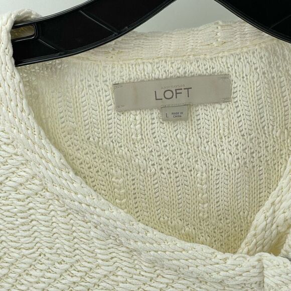 Loft cream jacket boho shacket chunky knit moto angle zip large - Picture 8 of 16